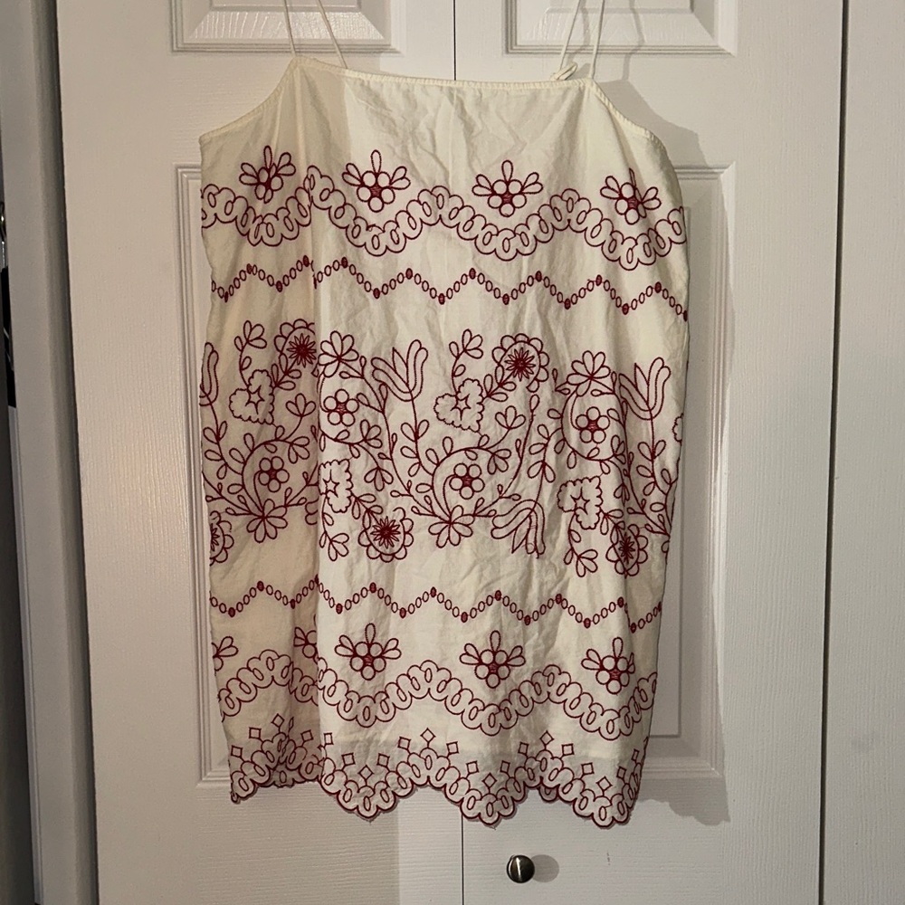 Zara Cream Dress with Red Floral Embroidery